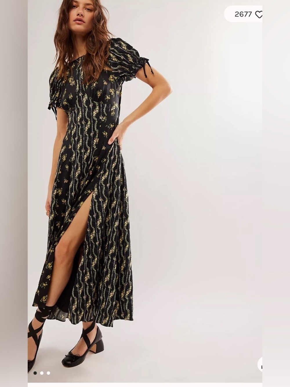 Free People Magdalena Midi Dress in Black Combo NWT